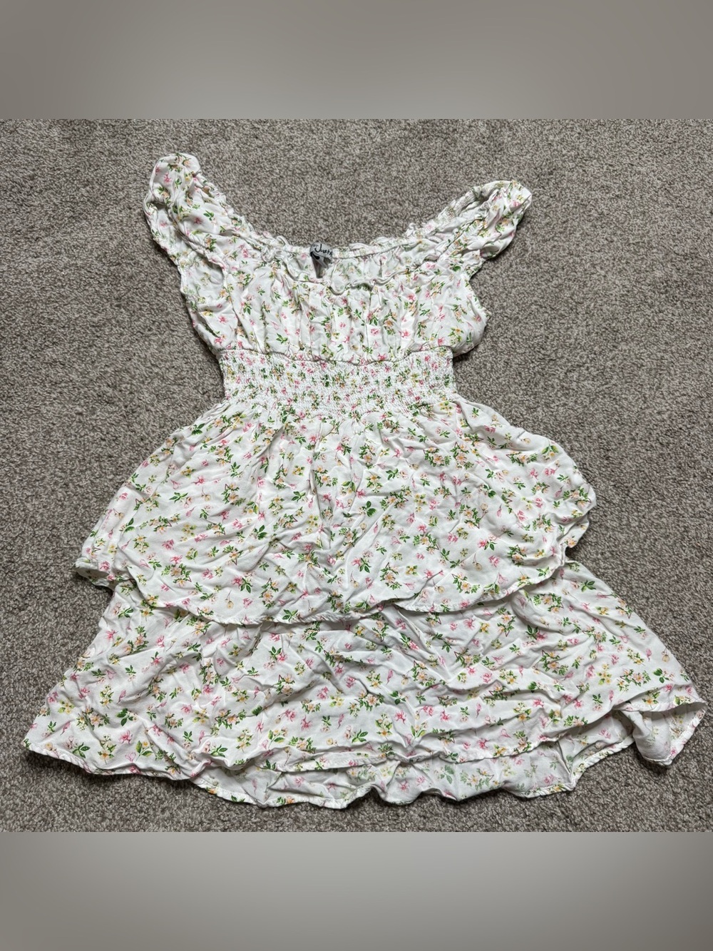 Women's floral print tiered ruffle mini dress